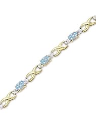 14K Yellow Gold Oval Aquamarine and Diamond Bracelet