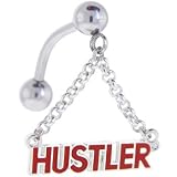 Red HUSTLER Logo TOP Dangle Belly Button Ring - B0002TPPOA