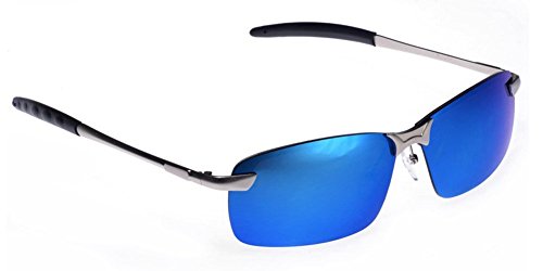 Senchoice Men's Fashion Silver Metal Frame Mirrored Polarized Sunglasses