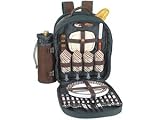 Picnic at Ascot 054G Oxford Green and Brown Backpack 4-person