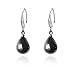 Lureme Teardrop Black Pearl Silver Tone French Hook Dangle Earrings for Women Teen Girls 02001445