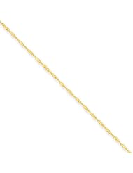 14k Yellow Gold 16in 1mm Singapore Necklace Chain. Metal Wt- 0.82g