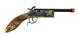Camouflage Hex Double Barrel Pistol, Wood & Steel, Black Hex Diecast Barrels, Fires Roll Caps