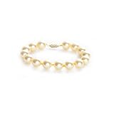 14k Yellow Gold 10mm Golden Masami Shell Pearl Bracelet with Filigree Clasp, 7.5