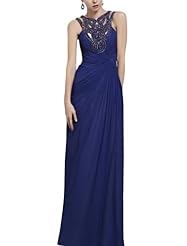 A-line Sleeveless Scoop Neck Embroidered Beaded Lace Chiffon/Organza Cocktail Floor Length Homecoming Dress/Pageant Dress/Prom Dress/Party Dress/Wedding Dress 