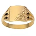 Chevali&egrave;re pour homme 11x11mm en or jaune 375/1000 de forme carr&eacute;e
