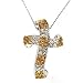 Yellow Sapphire & Diamond 14k White Gold Cross
