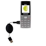 Retractable USB Cable for the Samsung SCH-R200 with Power Hot Sync and Charge capabilities - Gomadic Brand w/ TipExchange Technology