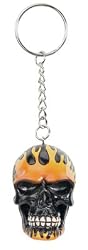Skulls and Skeletons - Fire Skull Key Chain - Cold Cast Resin - 1.5" Height