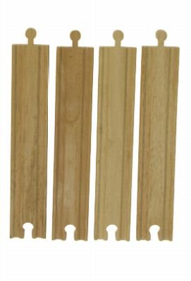 Childrens Toyshop  Toys : Wooden Train Railway System - Spare Long Straight Track x 4 (Compatible with leading wooden rail systems) - Wooden Toy