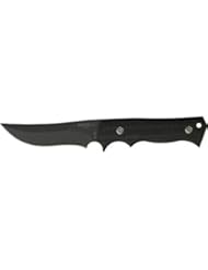 Pro Tech Knives 2505 Black DLC Finish Walter Brend Designed Combat Companion Fixed Blade Knife with Black Linen Micarta Handles