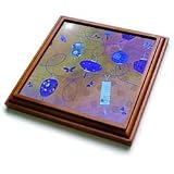 Blue Chinese Lanterns On Antique Background - 8x8 Trivet With 6x6 Ceramic Tile