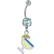 Aqua Cubic Zirconia Cocktail Belly Ring