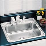 Elkay Celebrity Collection CR25221 25 Top Mount Single Bowl Stainless Steel Sink with 20-Gauge, 7 Bowl Depth, 3-1/2 Drain, 1/4 Drop Ledge and Self-Rim: 1 Hole