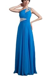 Corset   Waistline Chiffon One Shoulder Crystal Beaded Floor Length Evening Dress 