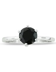 1ct Black Diamond Ring In Sterling Silver, Ring Sizes Available 4-9.5