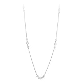 Studio 925 Amelia Triplets Bezel White Diamond CZ Sterling Silver Necklace (Length 60 inches)