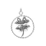 Sterling Silver Twisted Circle 4 Leaf Clover Good Luck Charm Pendant