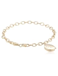 14k Yellow Gold Locket Bracelet, 7.5"