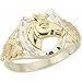 Beautifully Crafted Diamond-cut Sterling-silver Yellow-gold Black Hills Gold Men's Horseshoe Ring