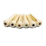 6 x BRIDGE PINS for ACOUSTIC GUITAR - cream shell dotby Alice