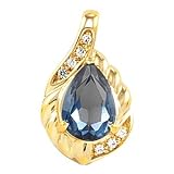 14K White or Yellow Gold London Blue Topaz and Diamond Pendant -- OTHER GEMS AVAILABLE