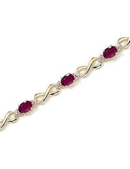 14kt Yellow Gold Oval Ruby and Diamond Bracelet