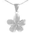 Sterling Silver Satin Finish Flower Necklace