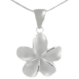 Sterling Silver Satin Finish Flower Necklace