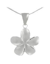 Sterling Silver Satin Finish Flower Necklace
