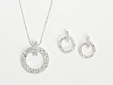 Rhinestone Circle Necklace and Earrings Costume Jewelry Set