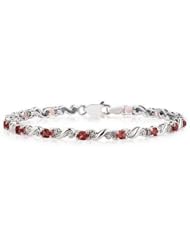 10k White Gold Diamond and Garnet Bracelet