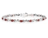 10k White Gold Diamond and Garnet Bracelet