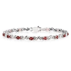 10k White Gold Diamond and Garnet Bracelet by Szul