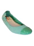 PRADA Suede Patent Ballet Flat Shoes in Menta