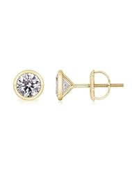 1 ct Solitaire Diamond Stud Earrings in Yellow Gold