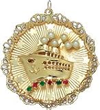Cruise Ship on Star Disc, 14K Gold Charm