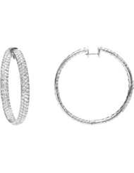 Genuine Ibiza Elegance TM 18K White Gold 12 1/4 Ct Tw Diamond Inside-Outside Hoop Earrings. 26.45 Grams . 100% Satisfaction Guaranteed.
