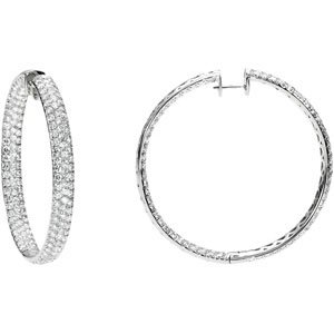 Genuine IceCarats Designer Jewelry Gift 18K White Gold Dia Inside-Outside Hoop Ear. Pair 12 1/4 Ct Tw Diamond Inside-Outside Hoop Earrings Dia Inside-Outside Hoop Ear In 18K White Gold