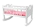 White Baby Doll Cradle Furniture,Open Sides & Heart Cutout Design Plus Doll Bedding Set, Fits American Girl Bitty Baby Dolls and : image