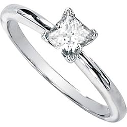 Women's 14k White-gold (1/2 CT) 4.5mm Princess-cut Moissanite Solitaire Engagement Ring size 5