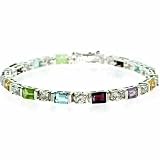 Sterling Silver Genuine Amethyst Garnet, Blue Topaz, Peridot, Citrine and Simulated Diamond cz Tennis Bracelet