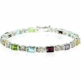 Sterling Silver Genuine Amethyst Garnet, Blue Topaz, Peridot, Citrine and... by SilverSpeck.com