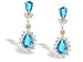 14K Yellow Gold Genuine Pear Blue Topaz and Diamond Dangle Drop Earrings