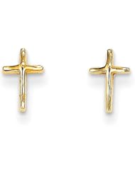 MadiK® 14k Yellow Gold Polished Religious Cross Post Earrings