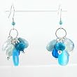 Blue Beaded Silvertone Dangle Earrings, #11067