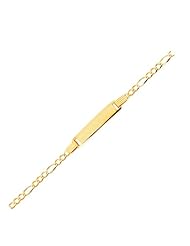 6" 14K Yellow Gold 2.75mm (1/10") Polish Figaro Lite Children ID Bracelet w/ Lobster Clasp