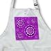 Lilac and eggplant purple flowers on deep purple damask background - Medium Length Apron With Pouch Pockets 22w X 24l