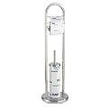 WENKO Stand-WC-Garnitur Water - Edelstahl - WC-B�rste & Rollenhalter - � 22 x 80 cm - Toilettenpapierhalter