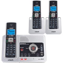 V-Tech LS6125-3 DECT 6.0 Digital Three Handset Answering System with Caller ID (Silver/Gray)